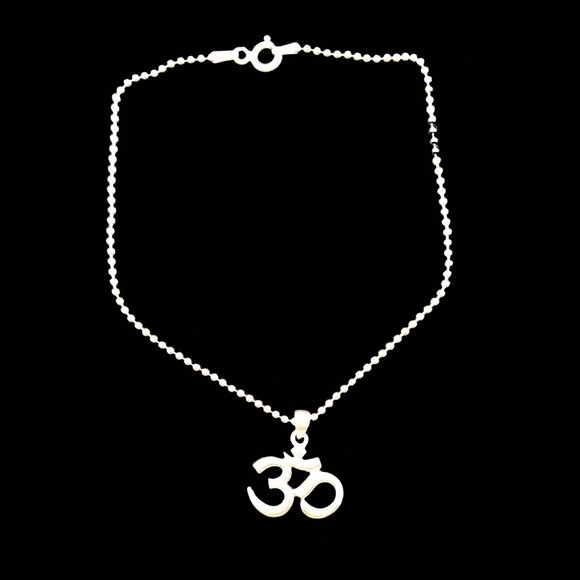 Anklet 925 Sterling Silver Chain and OHM Charm - Picture 2 of 3